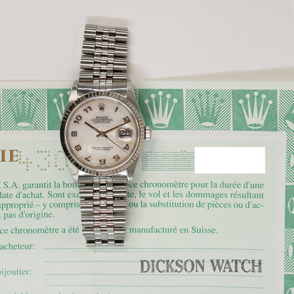 Rolex Datejust 36mm Mop Arabic Dial 16234 (1999)