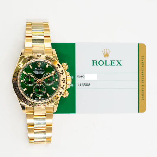 Rolex Daytona Yellow Gold Green Dial 116508 (2018)
