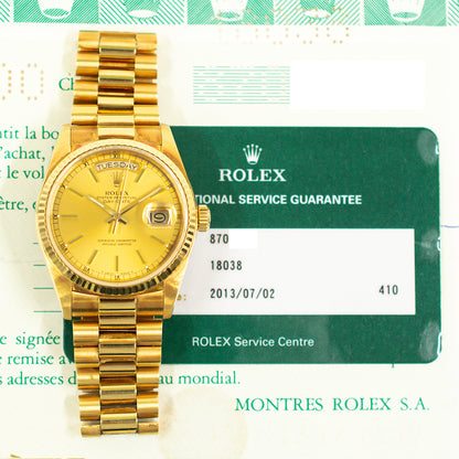 Rolex Day-Date 36mm Champagne Dial 18038 (1985)