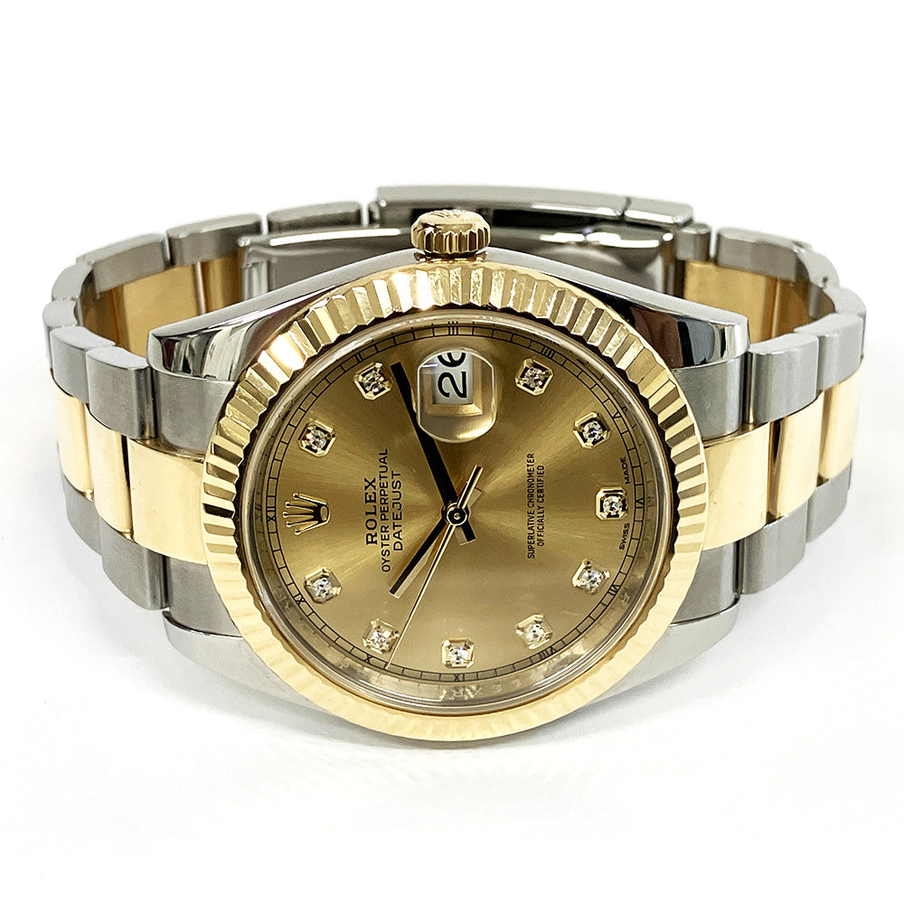 Rolex Datejust 41mm Champagne Diamond Dial Oyster 126333