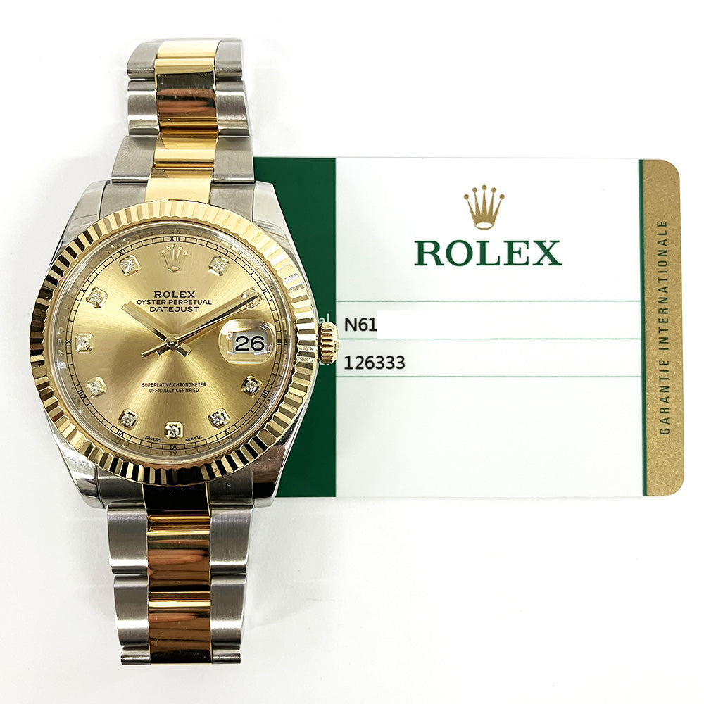 Rolex Datejust 41mm Champagne Diamond Dial Oyster 126333