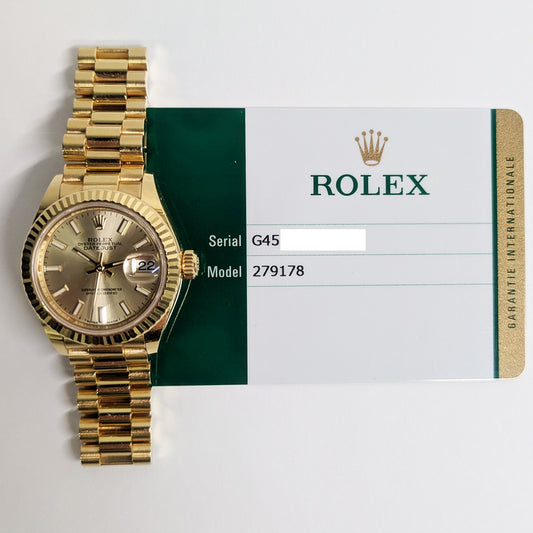 Rolex Datejust 28mm Champagne Dial 279178 (2020)