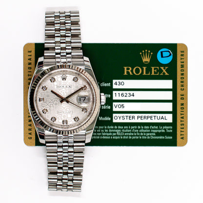 Rolex Datejust 36mm Silver Jubilee Diamond Dial  116234G (2009)