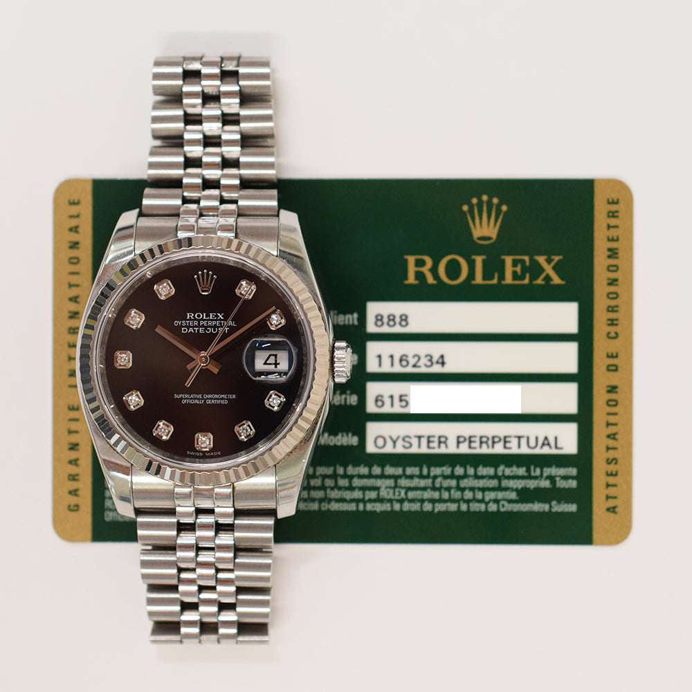 Rolex Datejust 36mm Black Diamond Dial  116234G (2011)