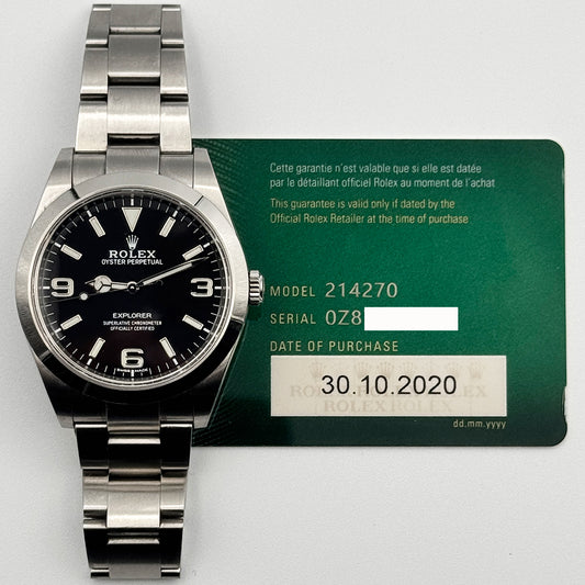 Rolex Explorer 39mm Black Dial 214270 (2020)