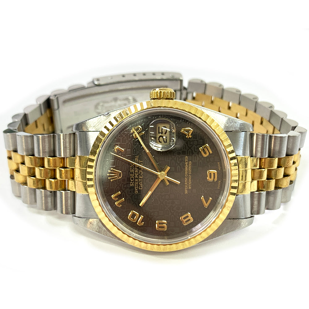 Rolex Datejust 36mm Black Jubilee Arabic Dial 16233