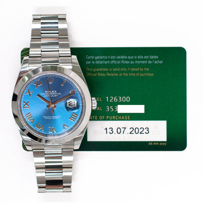 Rolex Datejust 41mm Blue Roman Dial 126300 (2023)