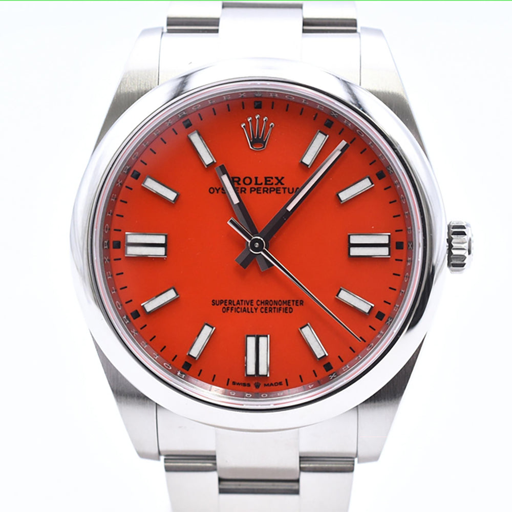Rolex Oyster Perpetual 41mm Coral Red Dial 124300 (2022)