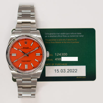 Rolex Oyster Perpetual 41mm Coral Red Dial 124300 (2022)