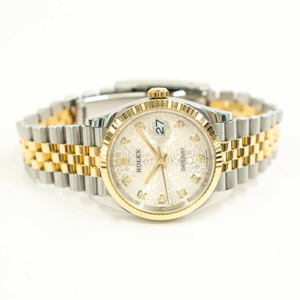Rolex Datejust 36mm Silver Jubilee Diamond Dial 126233G (2018)