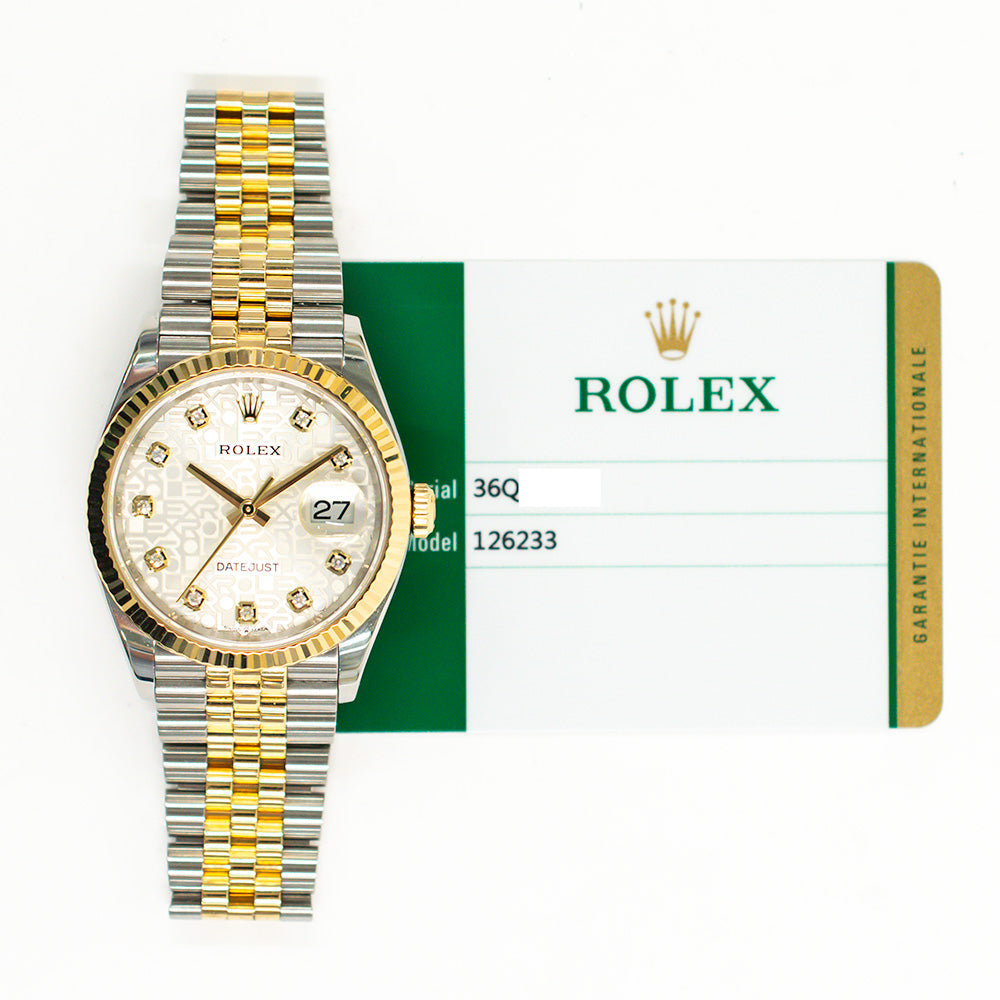 Rolex Datejust 36mm Silver Jubilee Diamond Dial 126233G (2018)