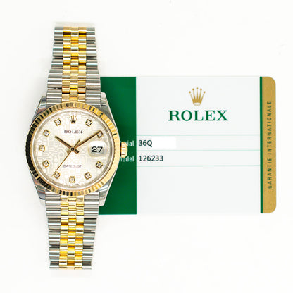 Rolex Datejust 36mm Silver Jubilee Diamond Dial 126233G (2018)