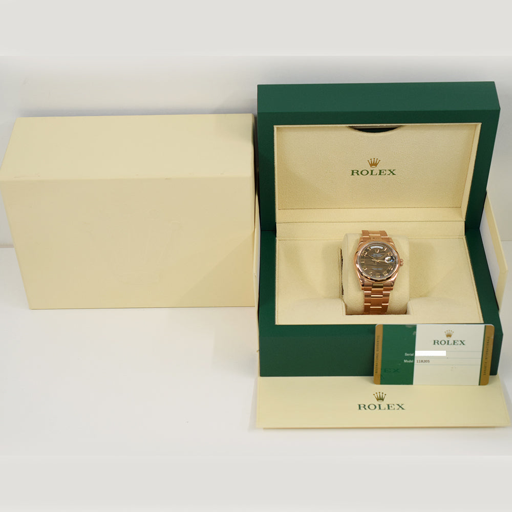 Rolex Day-Date 36mm Black Wave Arabic Dial 118205
