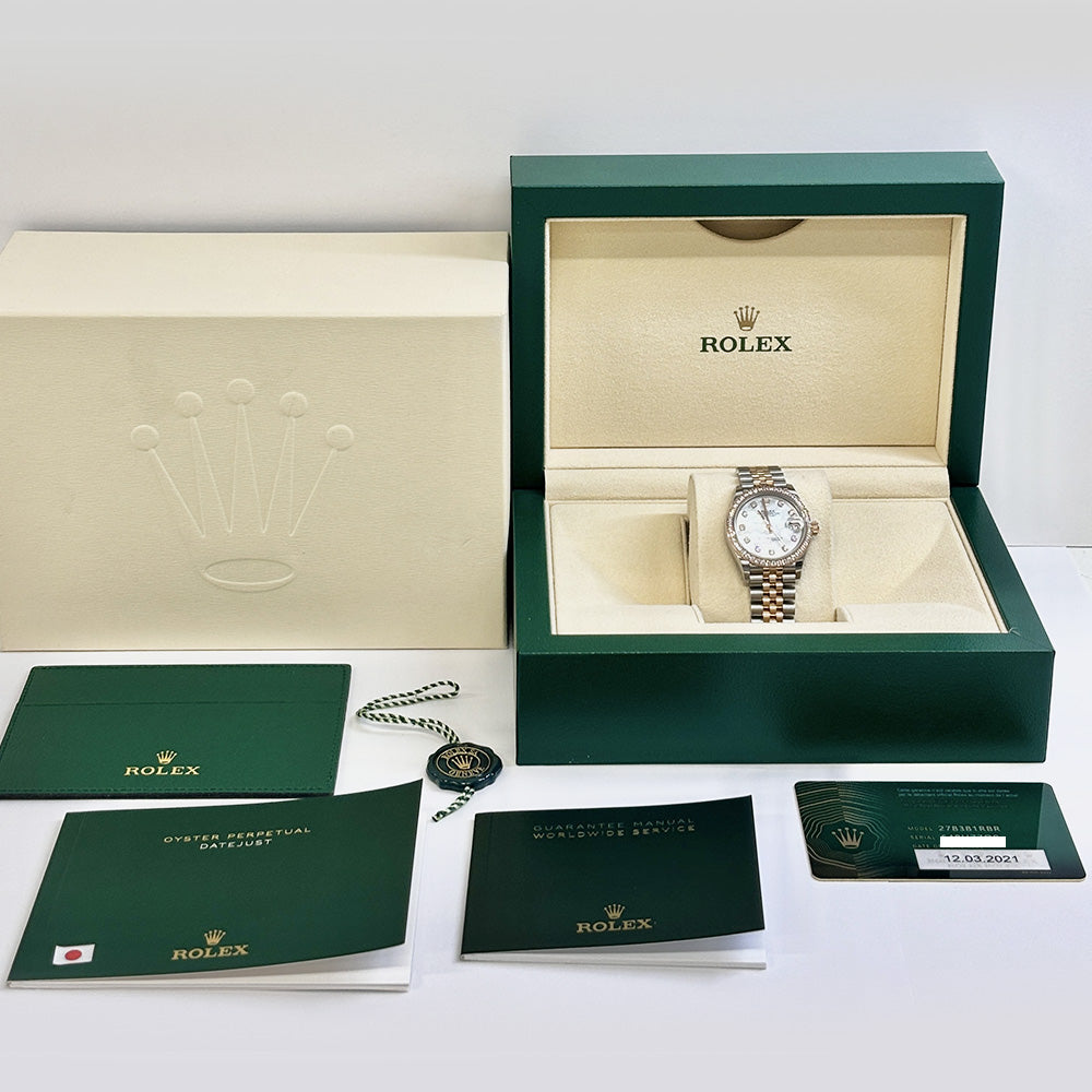 Rolex Datejust 31mm White Mop Diamond Dial 278381NGRBR