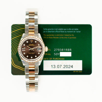 Rolex Datejust 28mm Chocolate Star Diamond Dial 279381RBR (2024)
