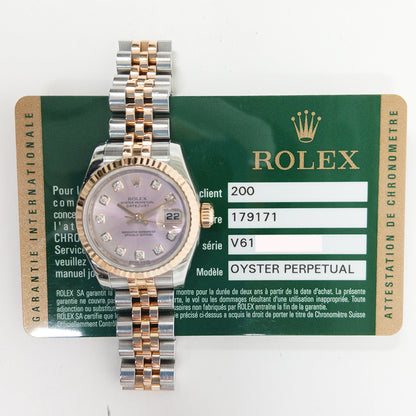 Rolex Datejust 26mm Pink Diamond Dial 179171G (2009)