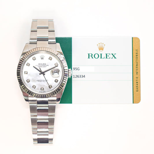 Rolex Datejust 41mm White Mop Diamond Dial 126334 (2017)