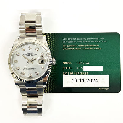 Rolex Datejust 36mm White Mop Diamond Dial 126234