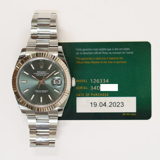 Rolex Datejust 41mm Mint Green Dial 126334 (2023)