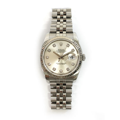 Rolex Datejust 36mm Silver Diamond Dial 116234