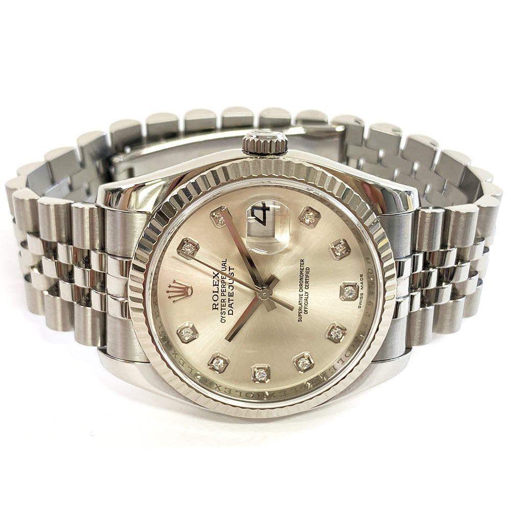 Rolex Datejust 36mm Silver Diamond Dial 116234