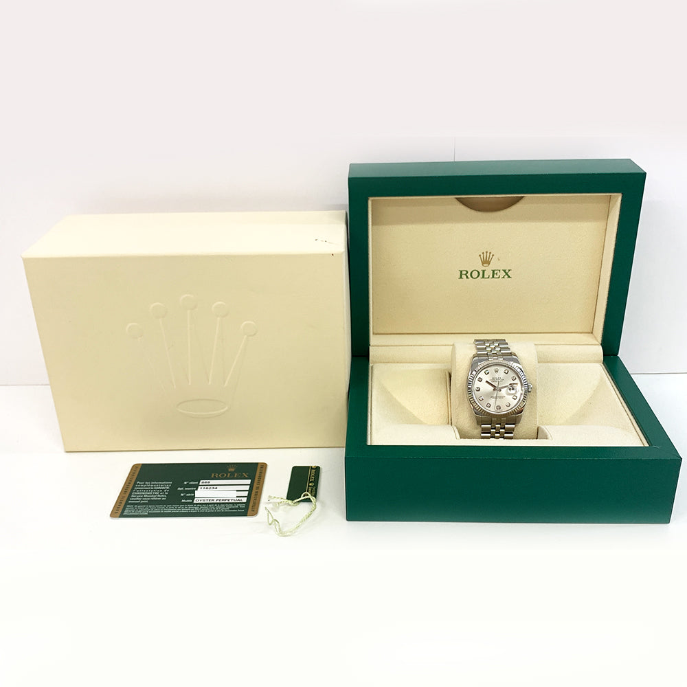 Rolex Datejust 36mm Silver Diamond Dial 116234