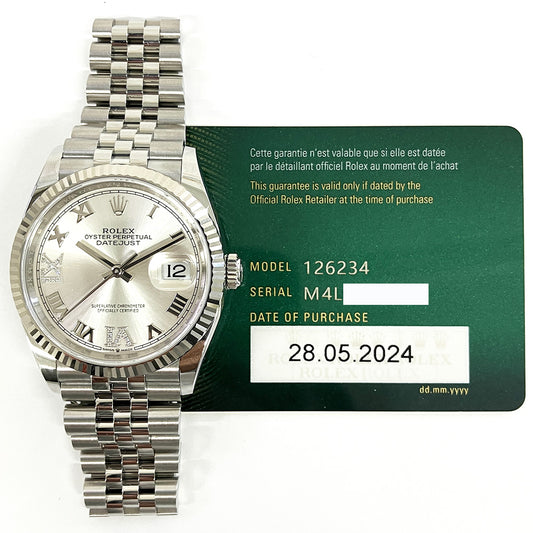 Rolex Datejust 36mm Silver "VI & IX" Diamond Dial 126234