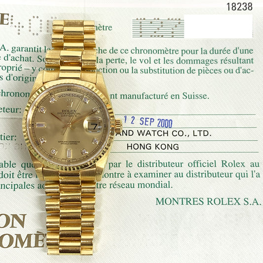 Rolex Day-Date 36mm Champagne Diamond 18238A