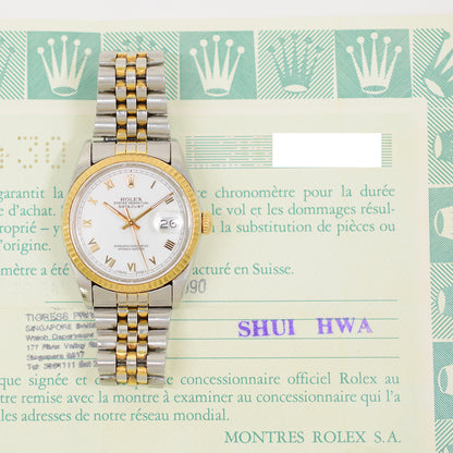 Rolex Oyster Perpetual Datejust White Roman Dial 16233 (1990)