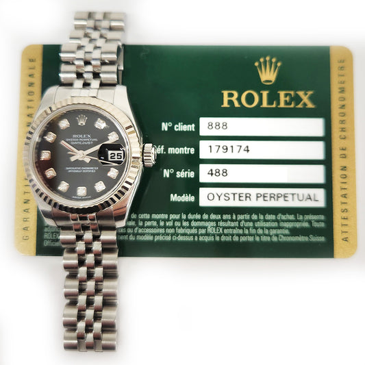 Rolex Lady-Datejust Black Diamond Dial 179174G