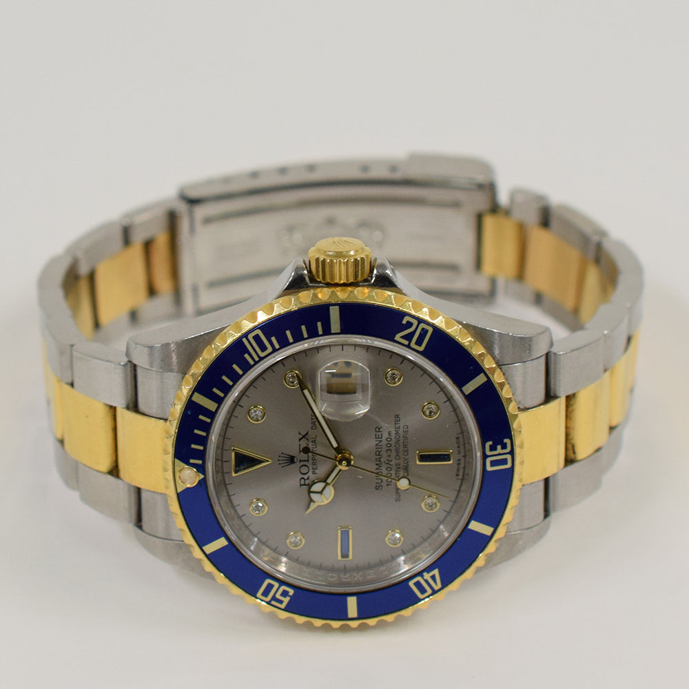 Rolex Submariner Date 40mm Silver Diamond Dial 16613SG (2009)