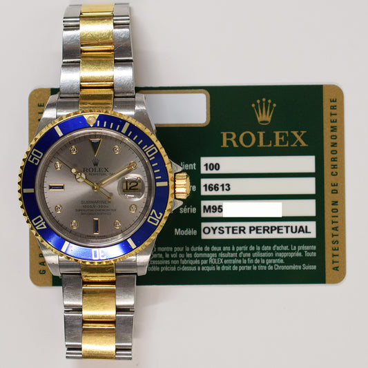 Rolex Submariner Date 40mm Silver Diamond Dial 16613SG (2009)