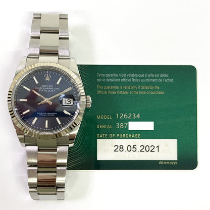 Rolex Datejust 36mm Blue Dial 126234