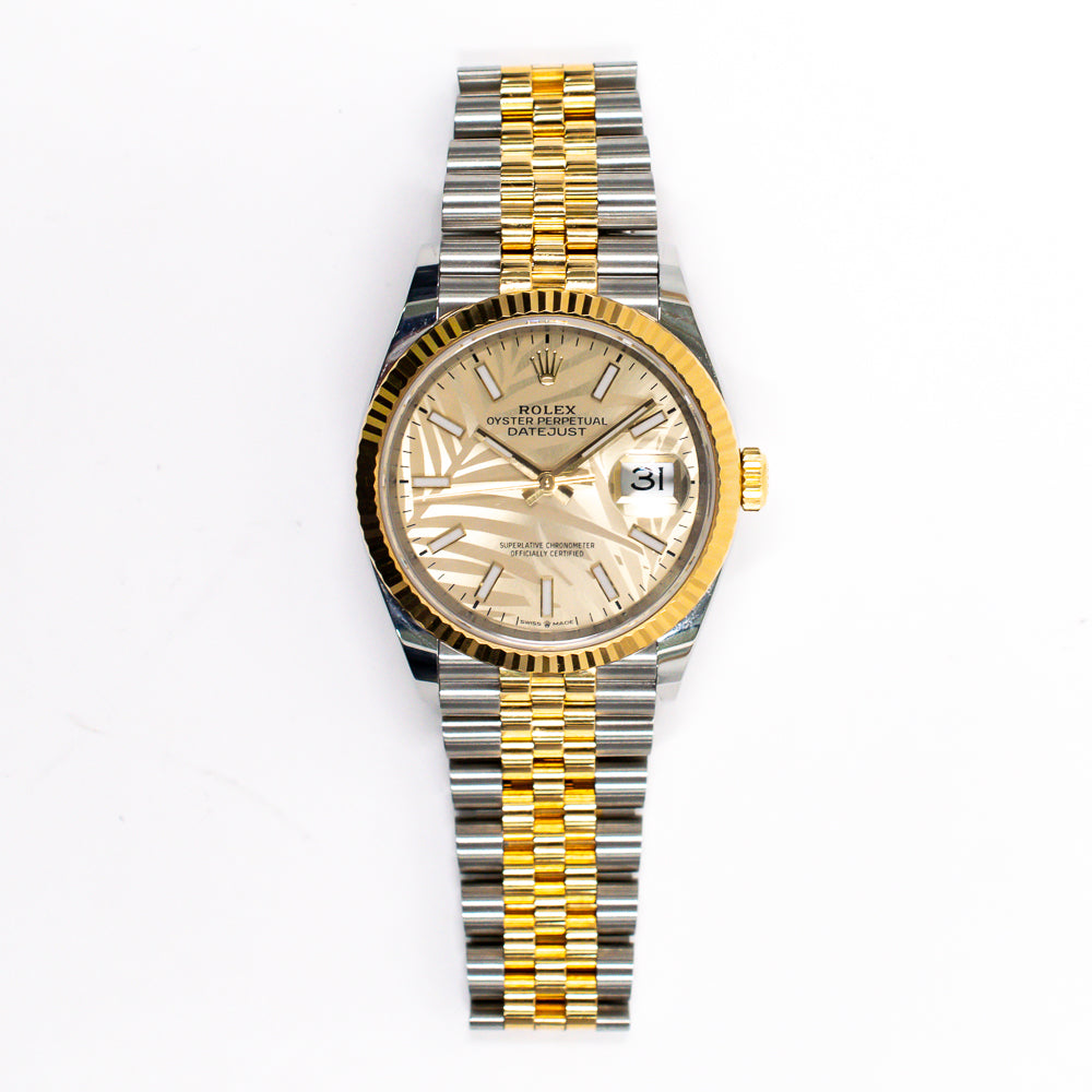 Rolex Datejust 36mm Champagne Palm Motif Dial 126233 (2019)