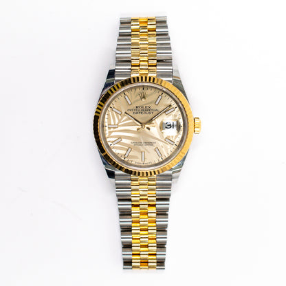 Rolex Datejust 36mm Champagne Palm Motif Dial 126233 (2019)
