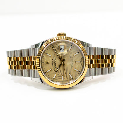 Rolex Datejust 36mm Champagne Palm Motif Dial 126233 (2019)