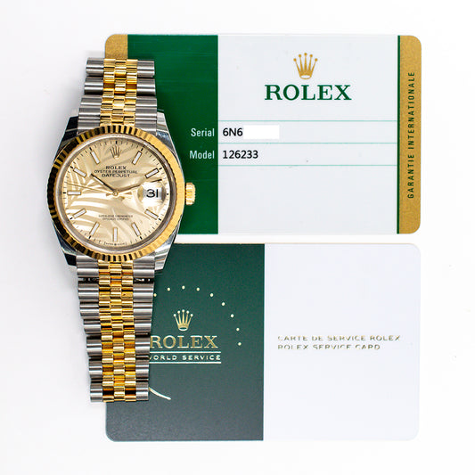 Rolex Datejust 36mm Champagne Palm Motif Dial 126233 (2019)
