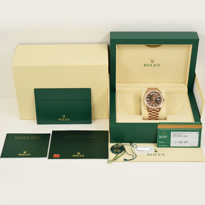 Rolex Day-Date 40mm Chocolate Diamond Dial 228345RBR (2019)
