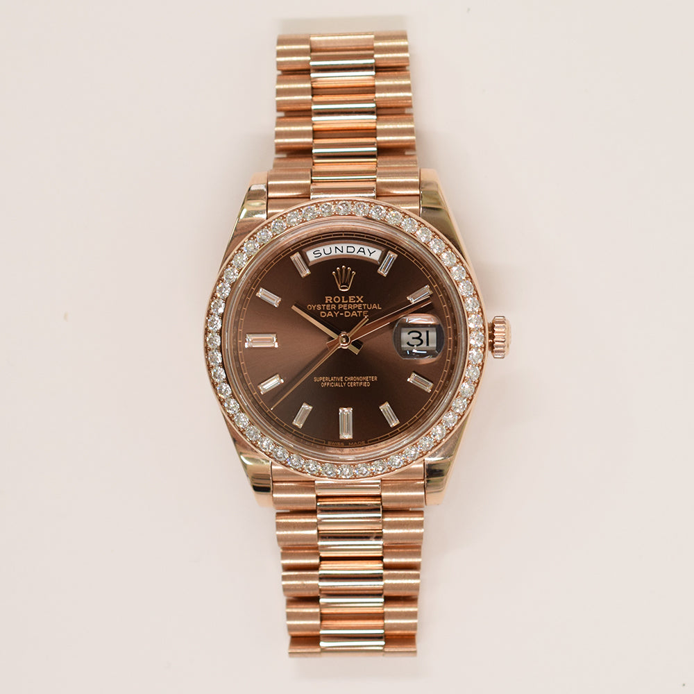 Rolex Day-Date 40mm Chocolate Diamond Dial 228345RBR (2019)