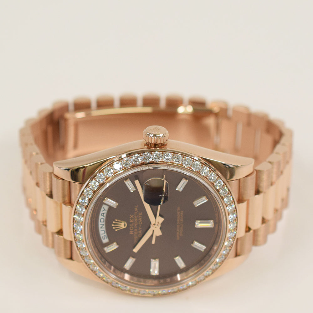 Rolex Day-Date 40mm Chocolate Diamond Dial 228345RBR (2019)
