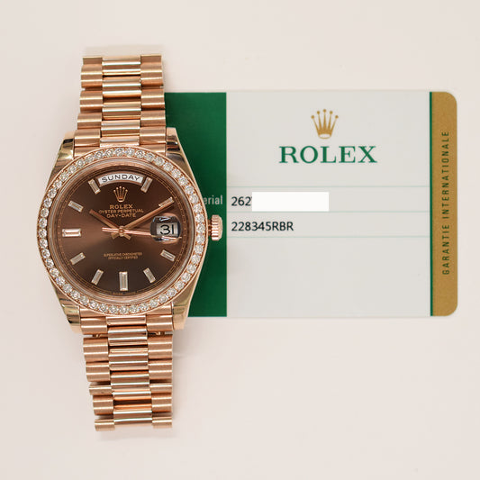 Rolex Day-Date 40mm Chocolate Diamond Dial 228345RBR (2019)