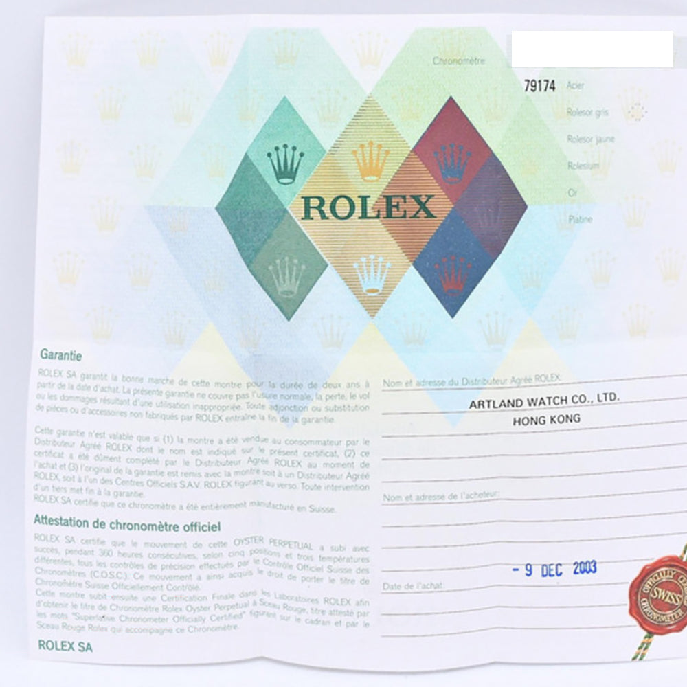 Rolex Datejust 26mm Silver Diamond Dial 79174G (2003)