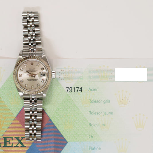 Rolex Datejust 26mm Silver Diamond Dial 79174G (2003)