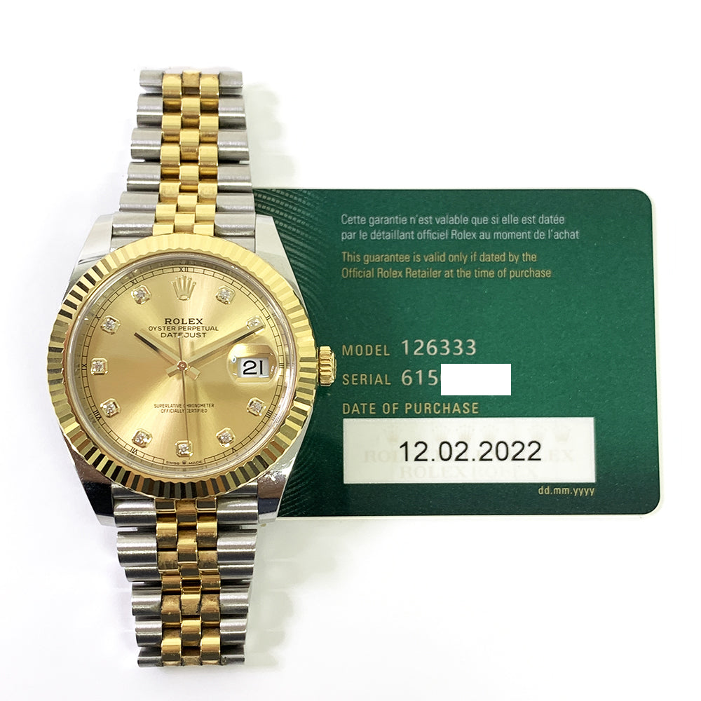 Rolex Datejust 41mm Champagne Diamond Dial Jubilee 126333