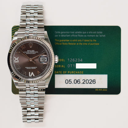 Rolex Datejust 36mm Brown Roman "VI&IX" Diamond Dial 126234 (2026)