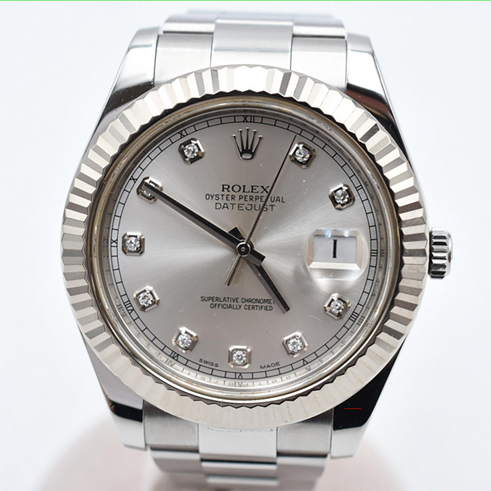 Rolex Datejust II Silver Diamond Dial 116334G (2010)
