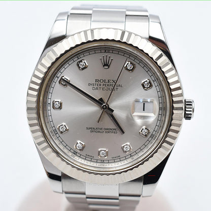 Rolex Datejust II Silver Diamond Dial 116334G (2010)