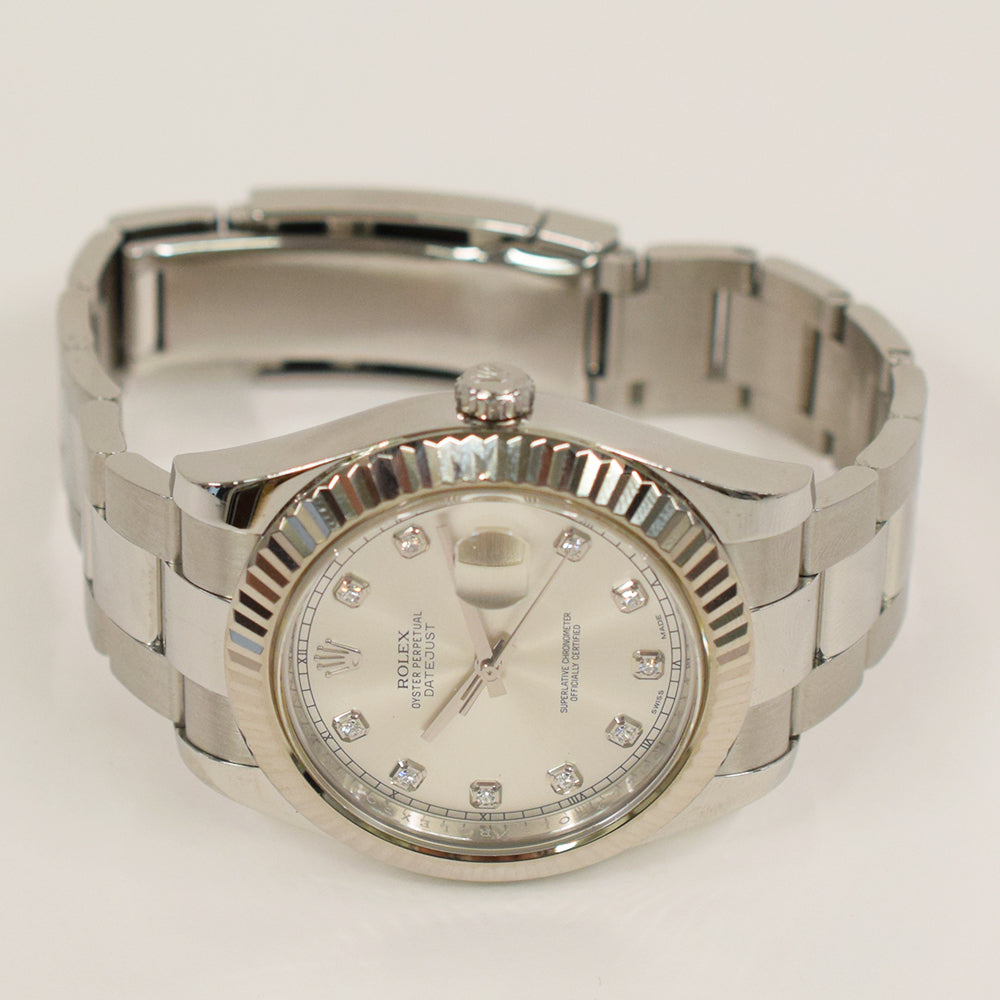 Rolex Datejust II Silver Diamond Dial 116334G (2010)