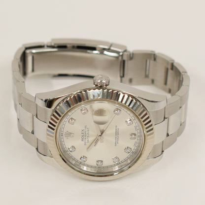 Rolex Datejust II Silver Diamond Dial 116334G (2010)