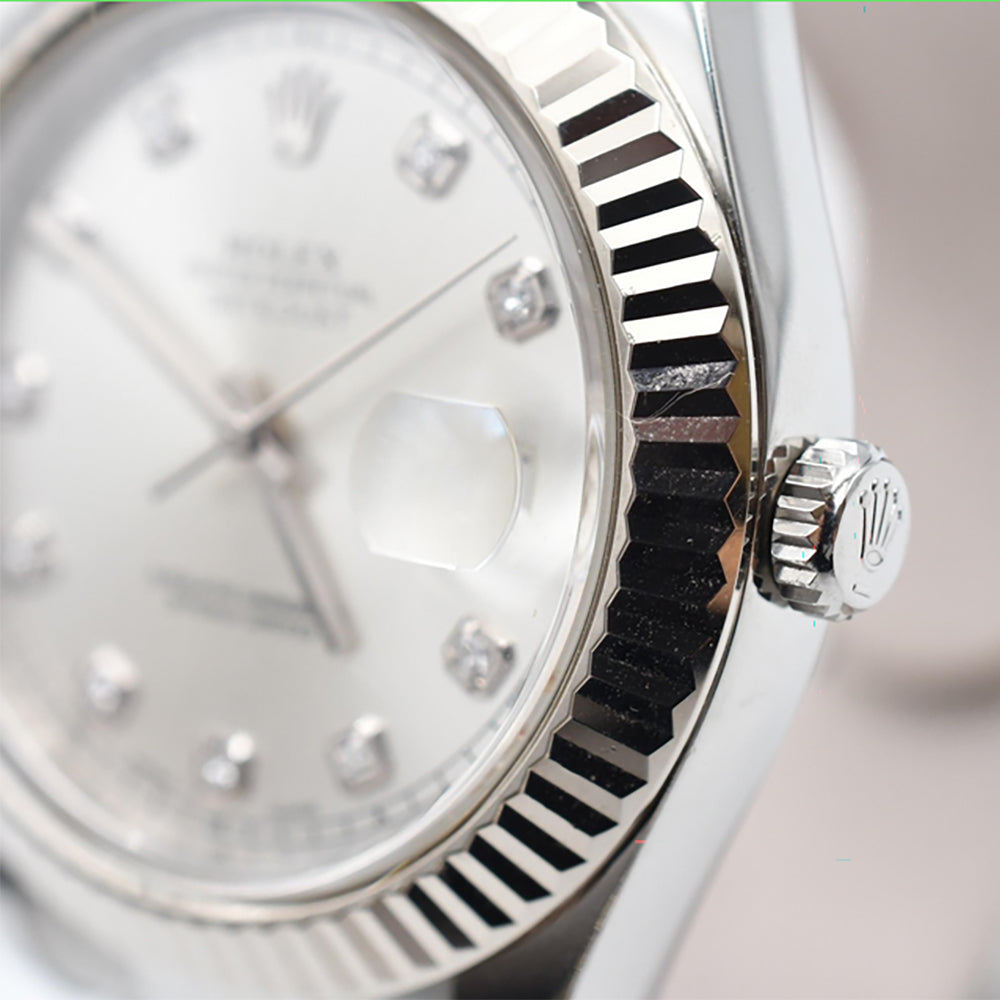 Rolex Datejust II Silver Diamond Dial 116334G (2010)
